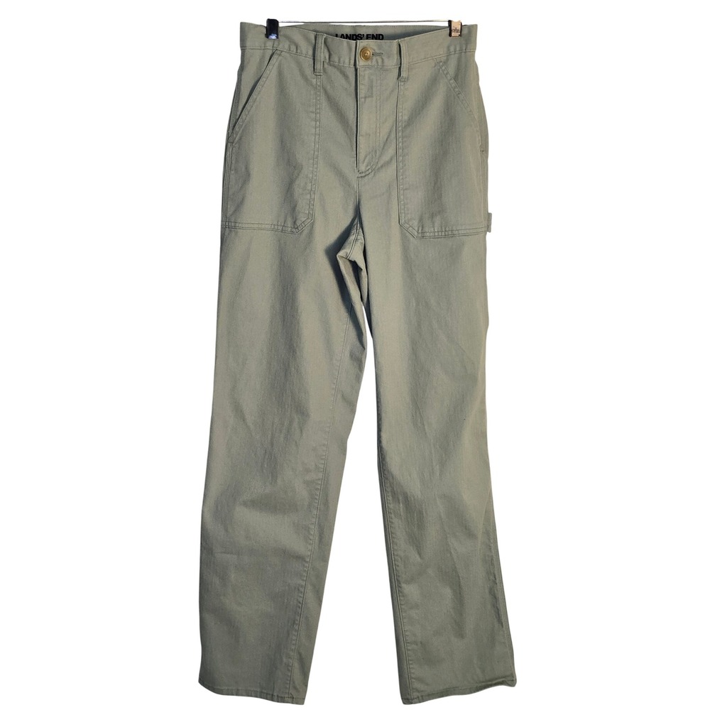 Lands End Womens 6T Sage Green Herringbone Carpenter Pants Tall Straight Leg